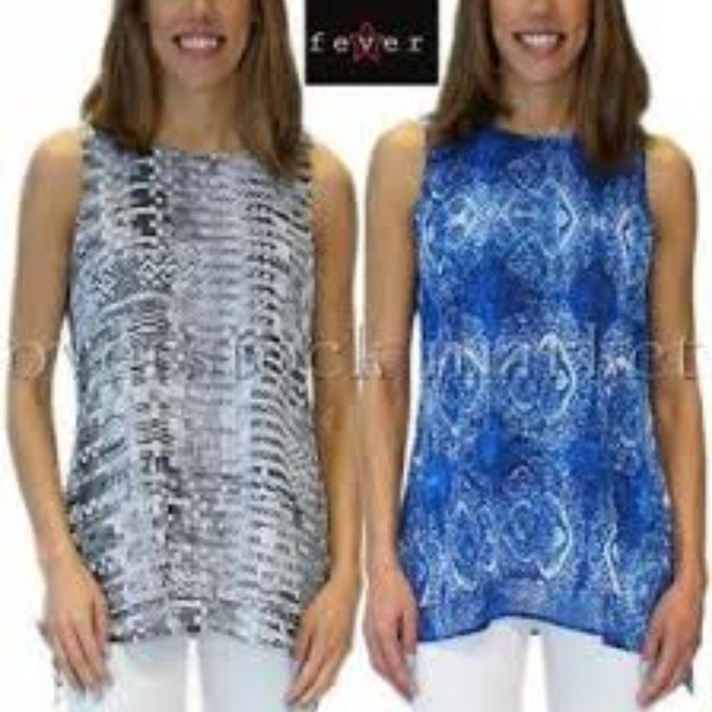 Fever Women's Double Layer Sleeveless Blouse NWT